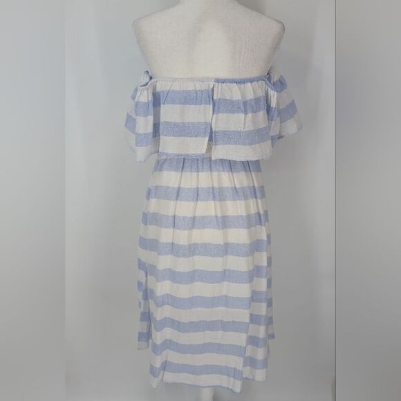 Lulu's Transatlantic Voyage Light Blue and Ivory Striped Midi Dress Medium NWT - Picture 12 of 16